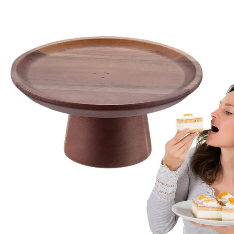 

Wood Cake Stand Footed Desktop Serving Dish Practical Dinner Plate Food Storage Tray Desktop Serving Dish Ornaments Tray Natural