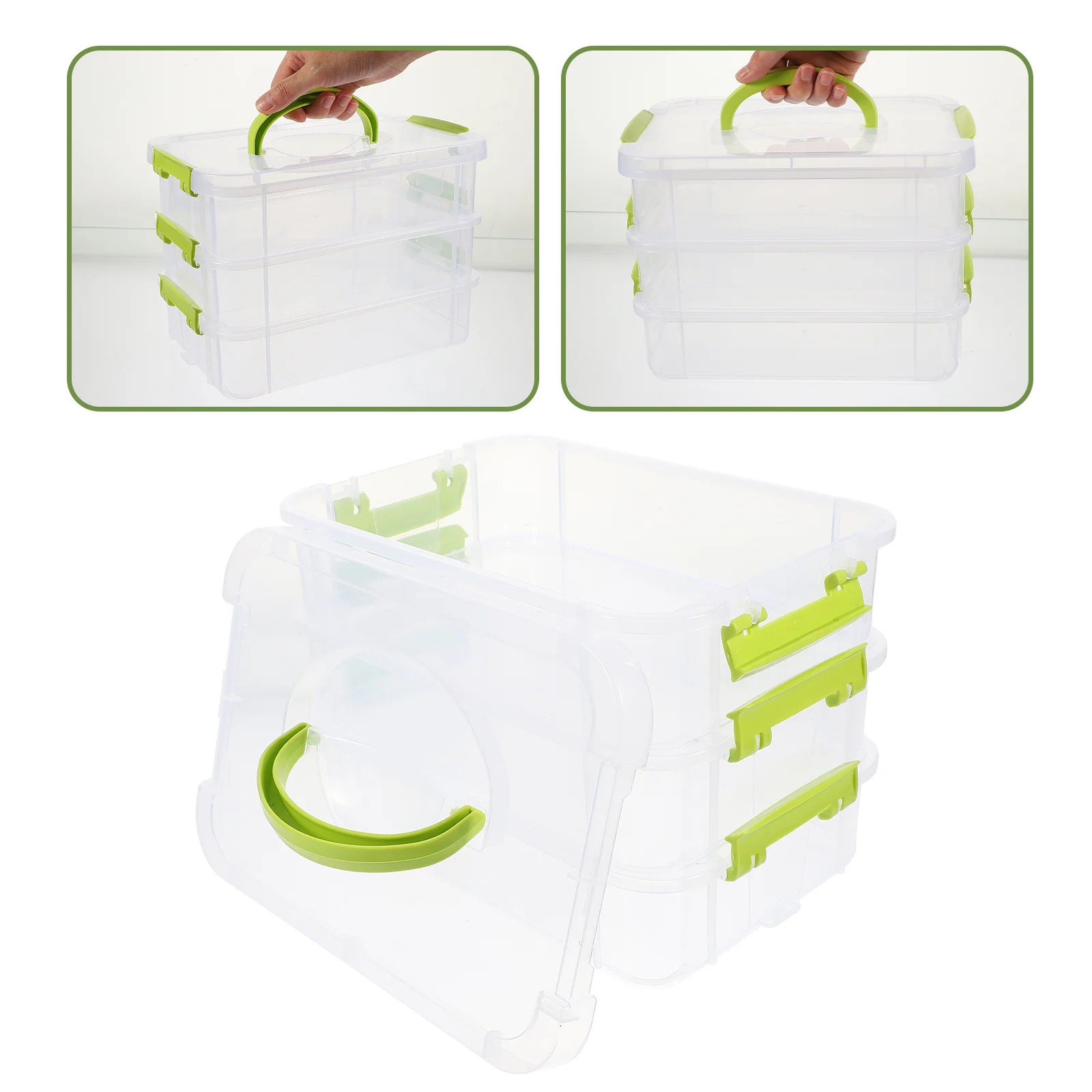 

Container Three Layer Storage Box School Bin Stackable Organizer Convenient Case Practical Pp Transparent