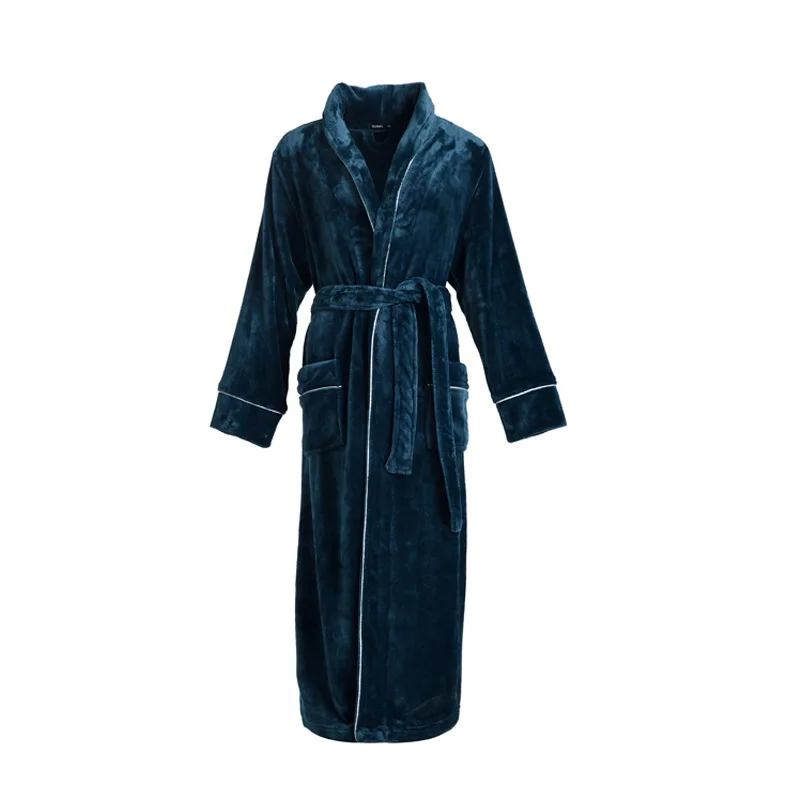 New Arrival Flannel Thickening Velvet Couple Bathrobe Autumn Winter Men'S Long Section Coral Fleece Nightgown Female Sleepwear