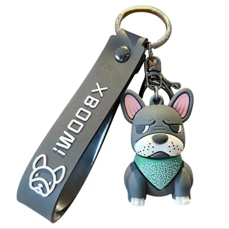 French Bulldog Keychain PU Leather Dog Keychainst Key Ring Key Chain