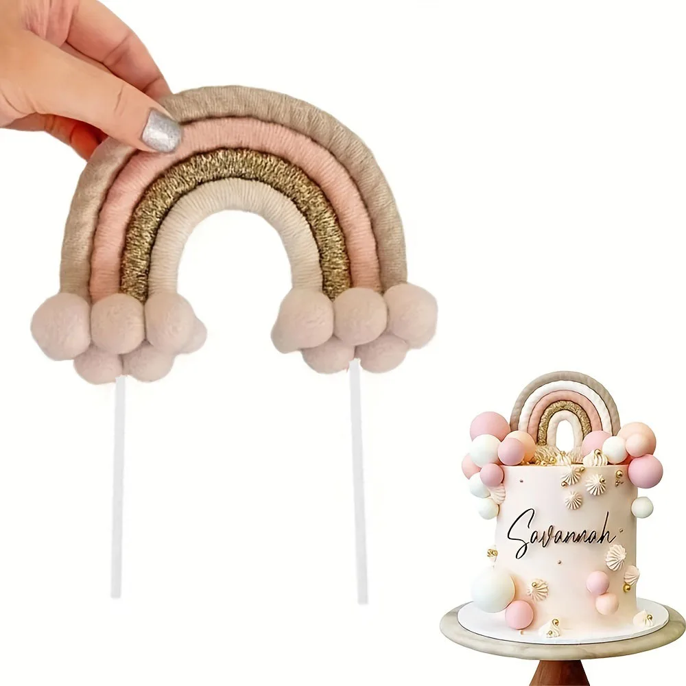 Ercadio Boho Rainbow Cupcake Toppers – 24 Pack Rose Gold Baby Shower Decorations For Hippie Theme Parties - View #3