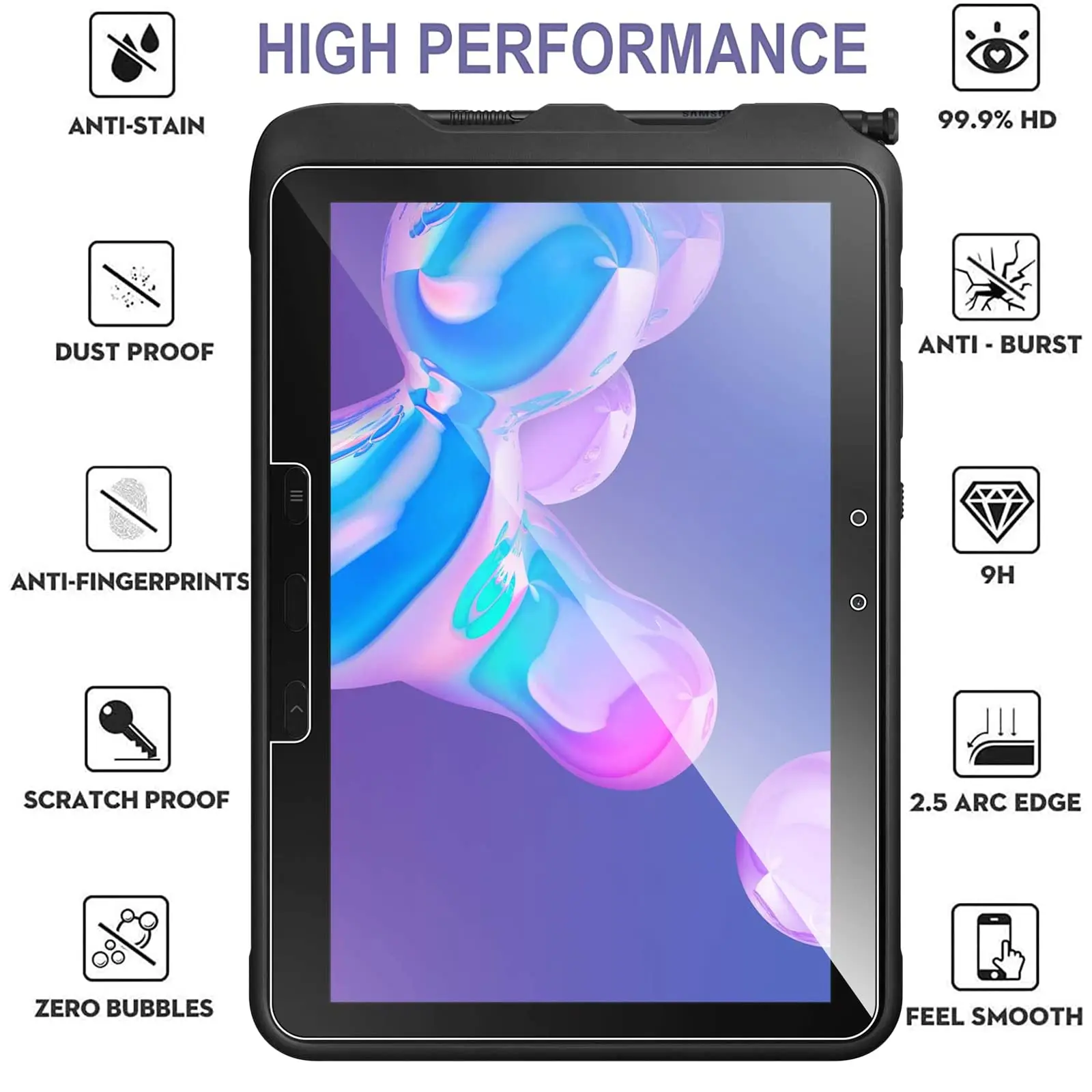 Screen Protector for Samsung Galaxy Tab Active 4 Pro/Active Pro 10.1 Inch HD Clear 9H Hardness Anti-Scratch Tempered Glass Film 2