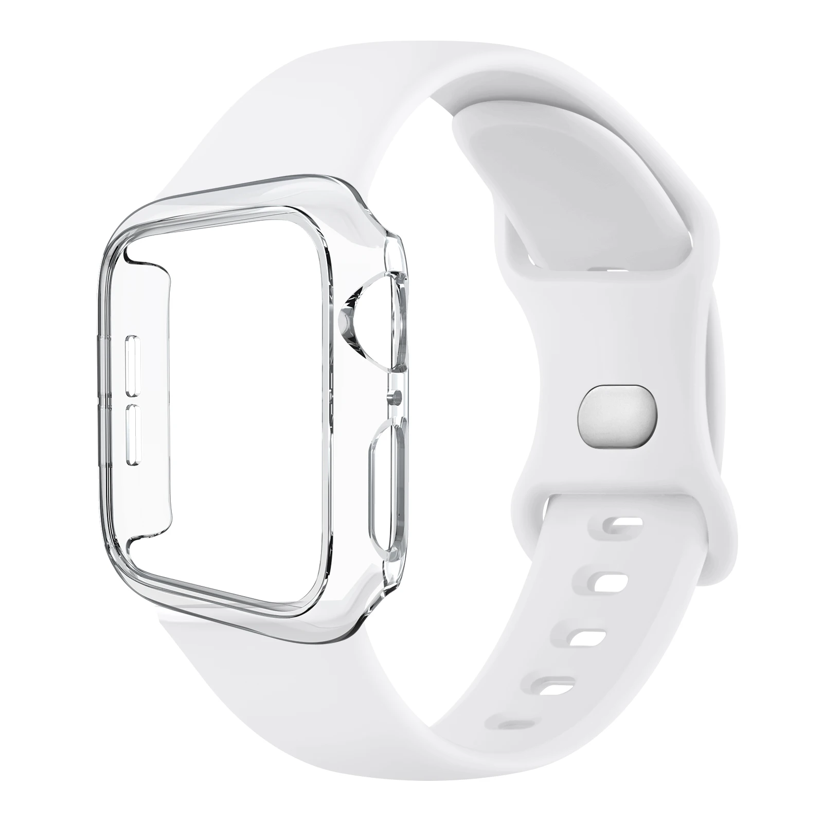 Versatile Protective Silicone Strap and PC Case for Apple Watch - Enhanced Durability and Style