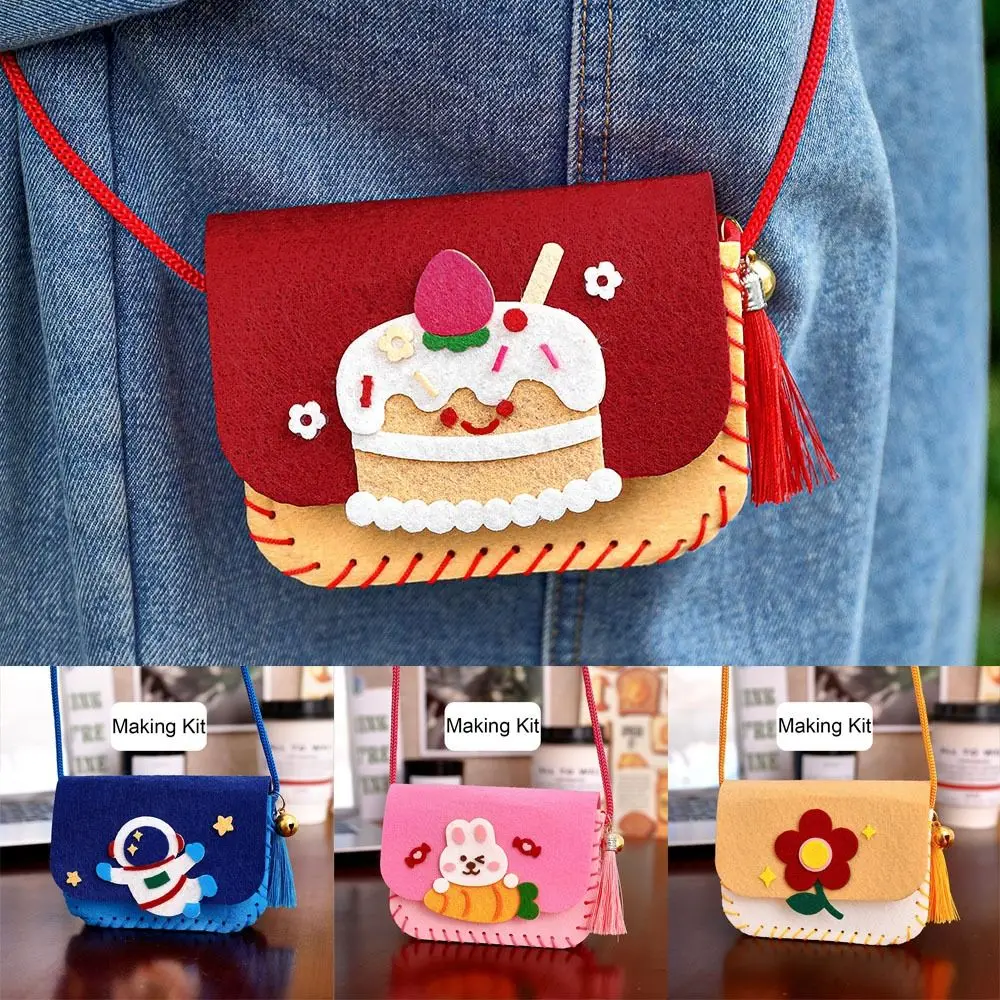 Felt Bag Making Kit Crafts Art Cartoon Crossbody Bag Kindergarten Sewing Toy DIY Handbag