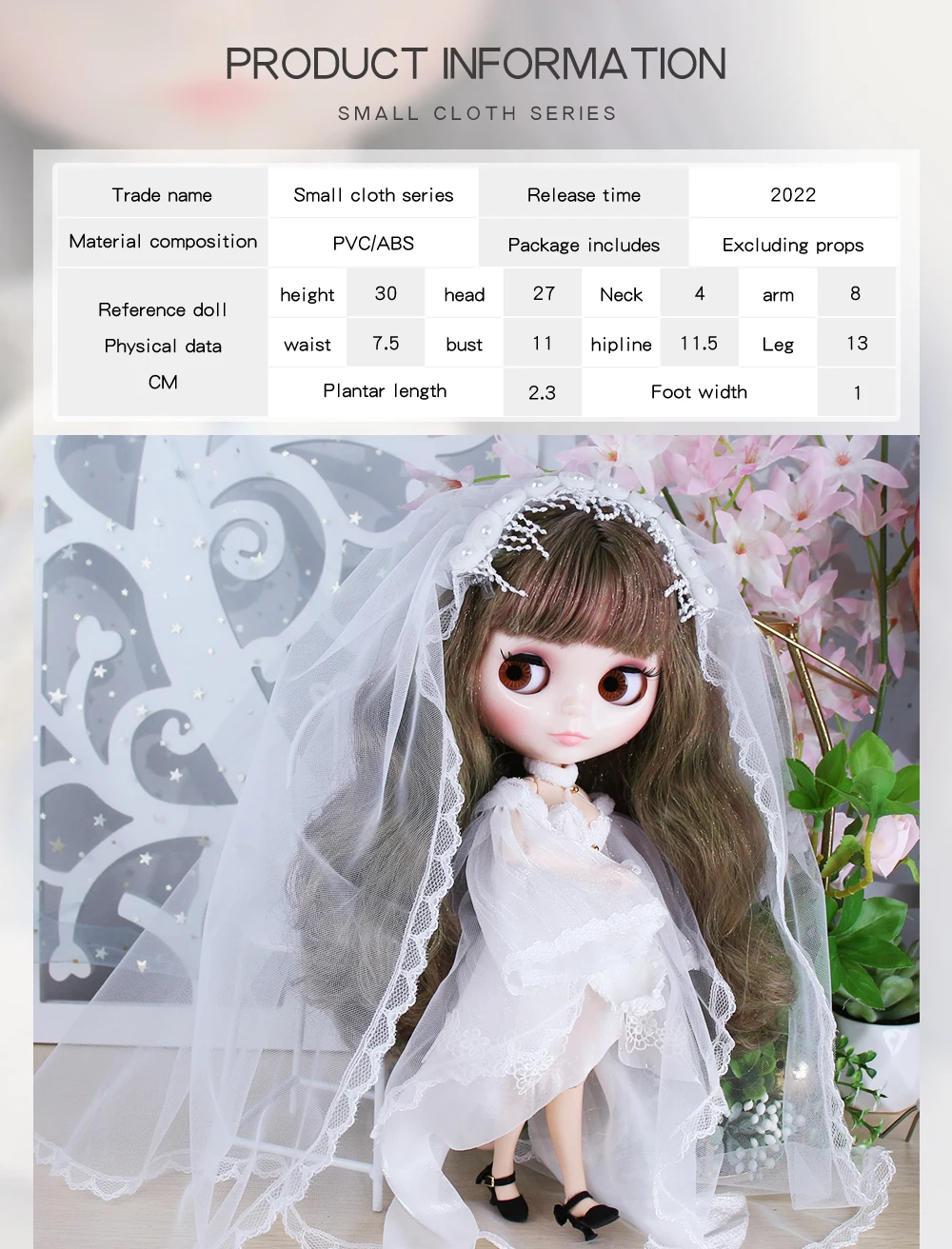 Neo Blythe Doll White Wedding Dress with Veil 1