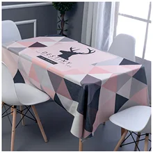 

Cotton Linen Tablecloths, Waterproof Table Covers Deer Head Pink Dining Table Coffee Table Deco