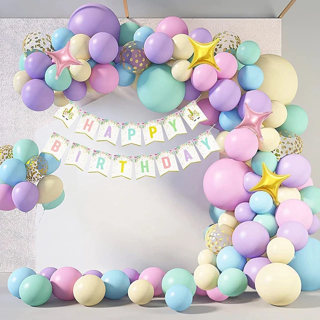 Guirlande de grands ballons licornes en arc pour anniversaire