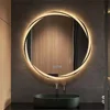 Anti-fog LED Bathroom Mirror Circle Backlit HD Wall Mounted Vanity Mirror Shatterproof 3 Colors Lights Adjust 1