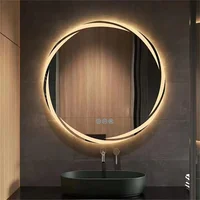 Anti-fog LED Bathroom Mirror Circle Backlit HD Wall Mounted Vanity Mirror Shatterproof 3 Colors Lights Adjust 1
