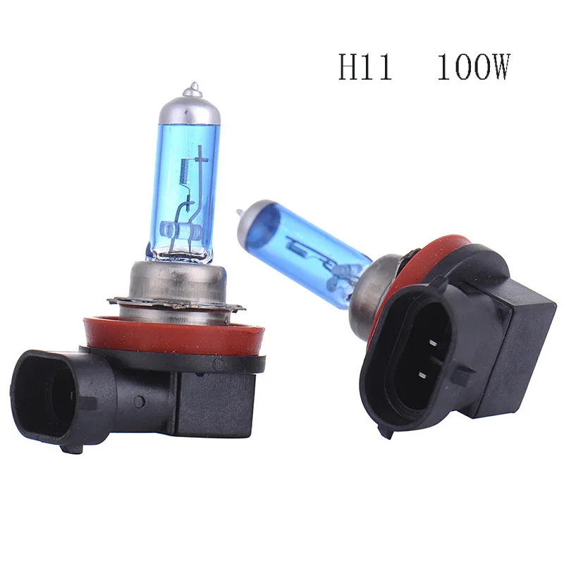 2Pcs H11 6000K Halogen Xenon Bulbs Gas Halogen Headlight Bright Lamp Bulbs 100W DC 12V High Quality Car Lighting Part cloudy headlights