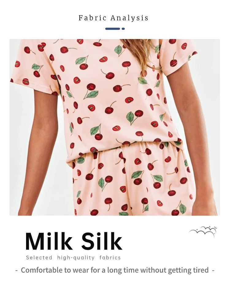 Women's Pajamas Set Spring Autumn New Short Sleeve Trousers Sleepwear Casual Flower Print Pajamas Woman Home Clothes Pyjama Suit