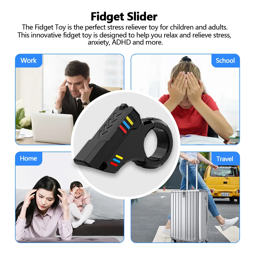 3D Printed EDC Soothing Spinner Stress Relief Toys Gift Shape Fidget Ring Small Pistol Toys for Anxiety and ADHD Sufferers 6