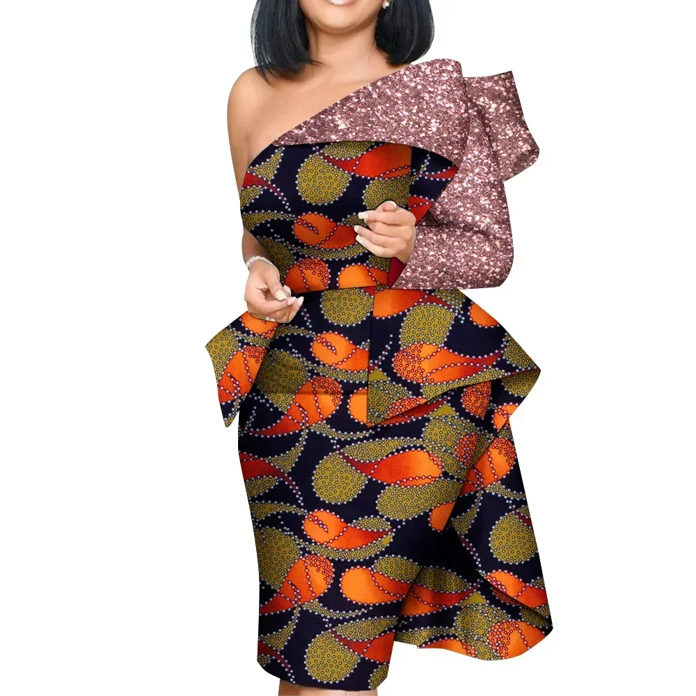 Iooiooi African Dashiki Dress For Women - Off Shoulder Bazin Traditional Clothing Plus Size