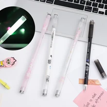 Stylo à bille rotatif 0.5mm pour jeu, Gel Flash LED avec lumière pour étudiant, mode avec batterie, cadeau de créativité pour enfants