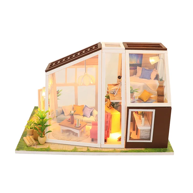 M902 The Aurora Hut Wooden Doll House DIY Assemble Valentine's Day Marry Birthday Present Miniature Hot Kits Toys Home Dollhouse 2