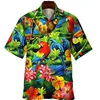 Summer Floral Parrot 3d Print Shirt Men Women Fashion Shirts Single-Breasted Short Sleeve Hawaiian Blouse Men's Clothing 1