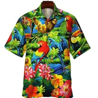 Summer Floral Parrot 3d Print Shirt Men Women Fashion Shirts Single-Breasted Short Sleeve Hawaiian Blouse Men's Clothing 1
