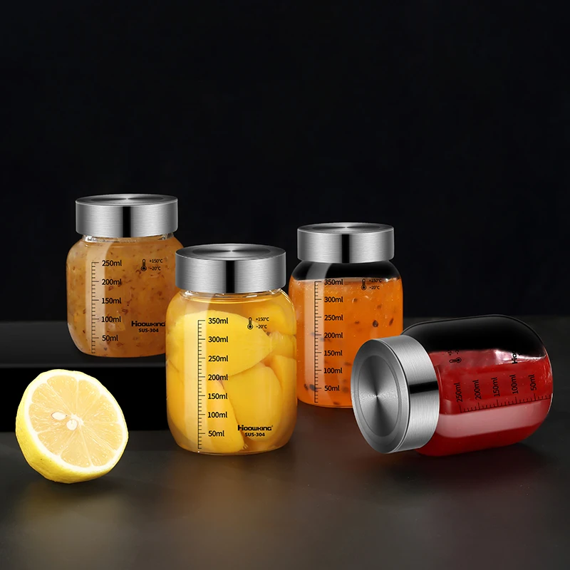 High Borosilicate Glass Airtight Jar Moisture Proof Coffee Tea Candy Jar Kitchen Spice Tank Honey Jam Tank Glass Containers Pot
