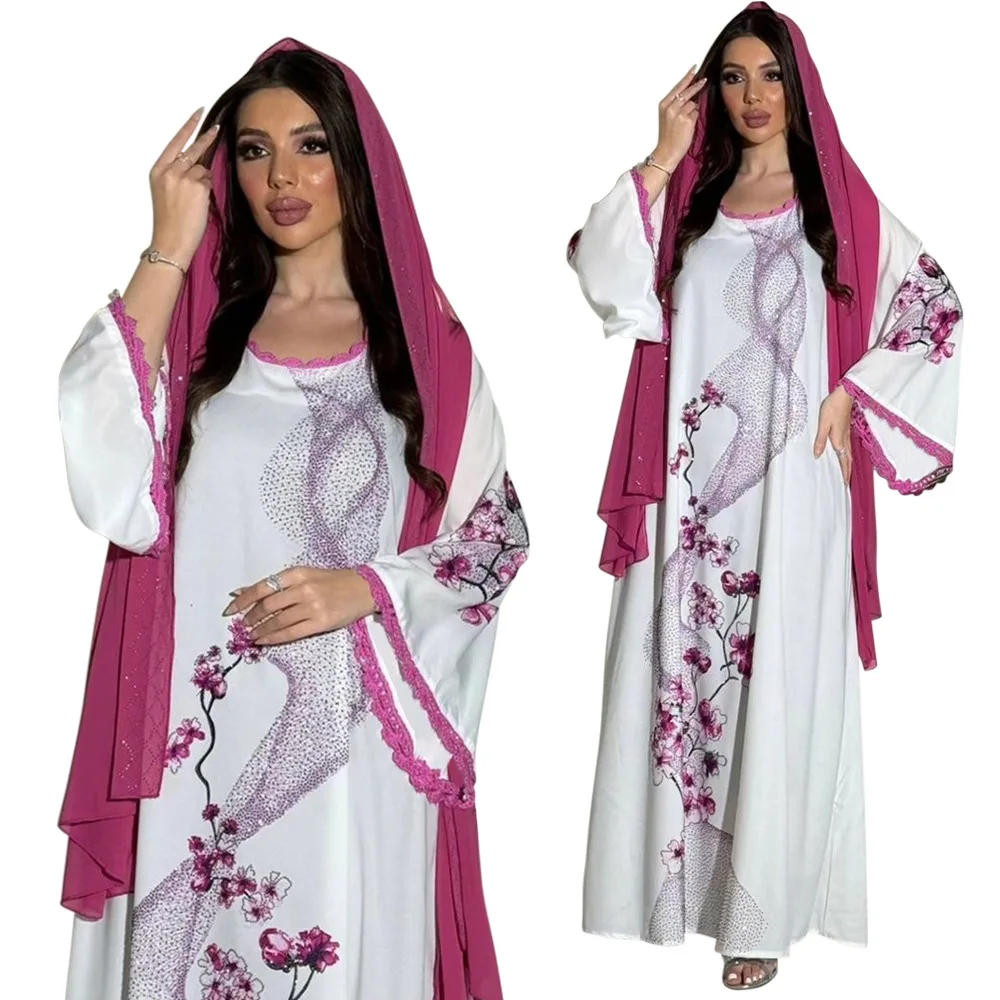 

Arab Muslim Abaya for Women Elegant Long Dress Print Abayas Morocco Kaftan Autumn Maxi Party Vestidos Turkey Ramadan Gown 2024