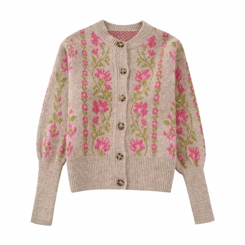 

2023 Autumn Trendy Women's Printing Embroidery Knitted Cardigan Street Wear Niche Design Fashion Sweater Clothes 19F1795