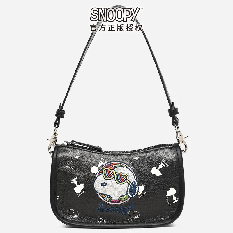 

Сумка на плечо Miniso Snoopy женская из экокожи, саквояж большой вместимости с уникальной вышивкой, маленькая квадратная сумочка с милым мультяшным рисунком, подарок на день рождения
