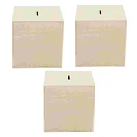3Pcs Painted Wood Piggy Bank Square Wooden Saving Jar Kids Multi Function Coin Case Money Box Home Decor Storage Box Toy Gift 1