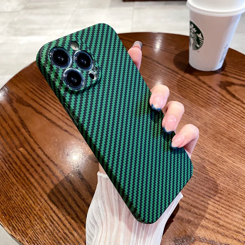 Ultra Thin Carbon Fiber Texture Case For iPhone 11 12 13 Pro Max iPhone11 13Pro 13promax Luxury Shockproof Hard PC Cover Coque iphone 13 pro max case