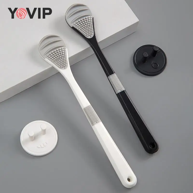 

1pc Tongue Cleaner Brush Double Side Tongue Scraper Fresh Breath Toothbrush Oral Hygiene Cleaning Care Tools Color Random