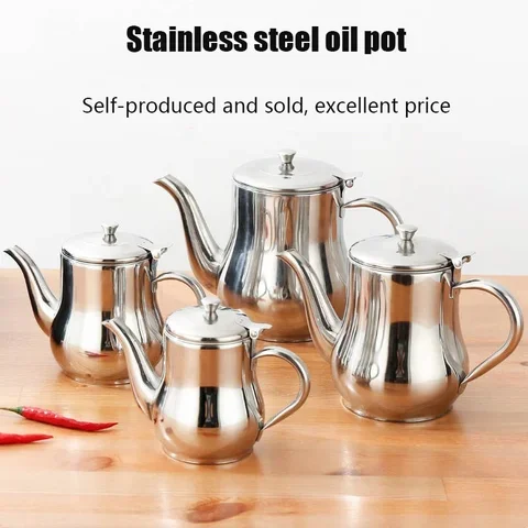 

Household Spices Stainless Steel Oil Can Olive Oil Soy Sauce Oil Pot Leakproof Seasoning Container Kitchen Storage Cooking Tools