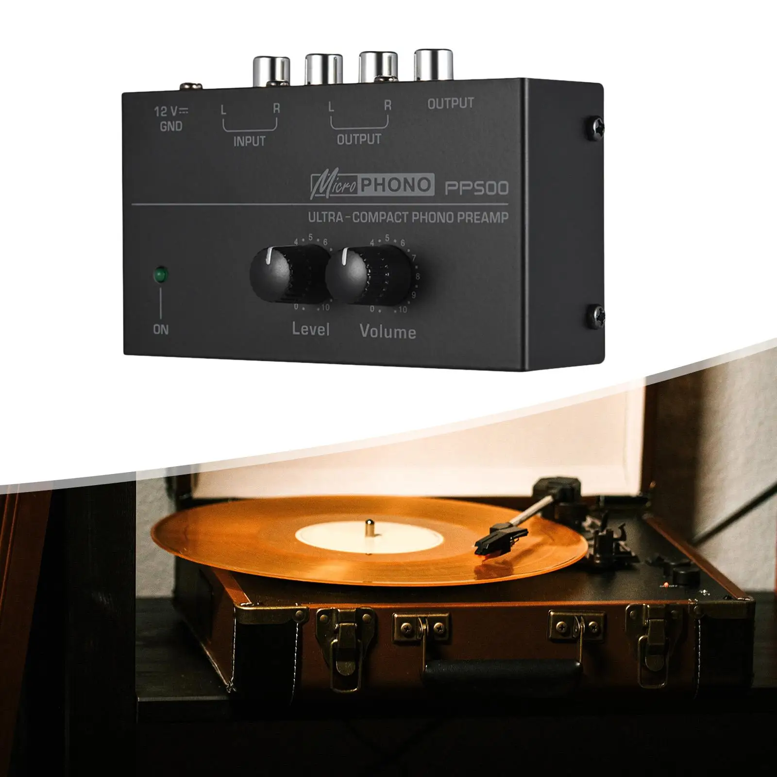 

PP500 Phono Turntable Preamp Independent Knob Control with Level Volume Control Amplifier