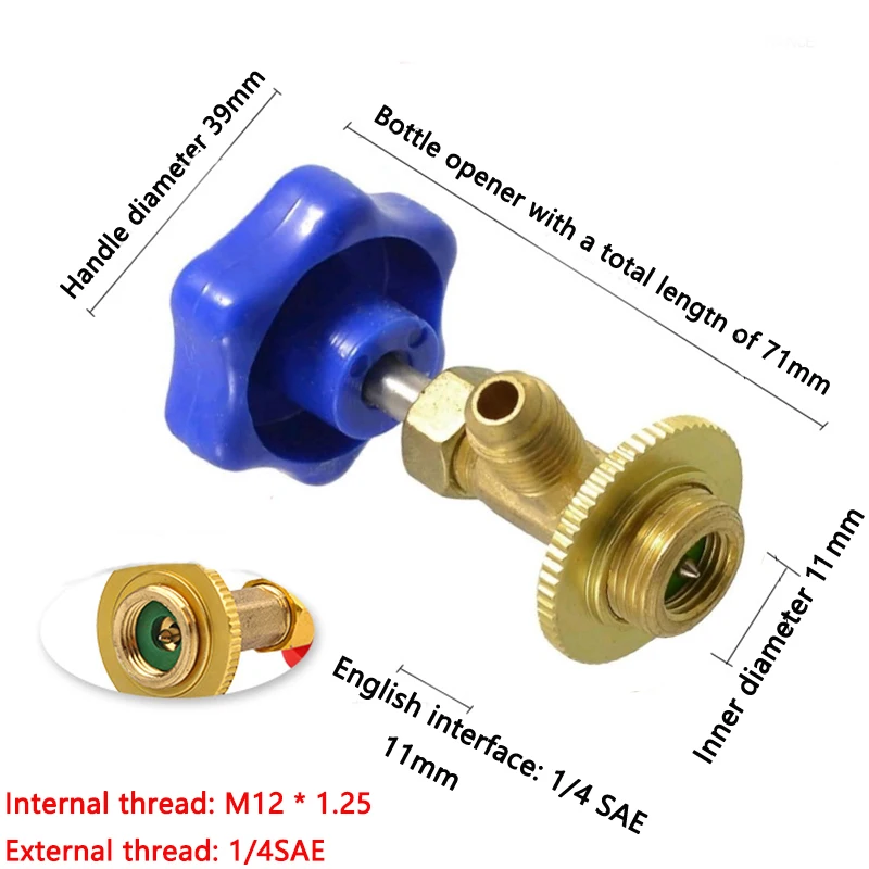 Refrigerant Bottle Opener 1 Pcs Dispensing Valve 1/4 SAE Connector For R12 R22 R6000a R134a R410a Gas