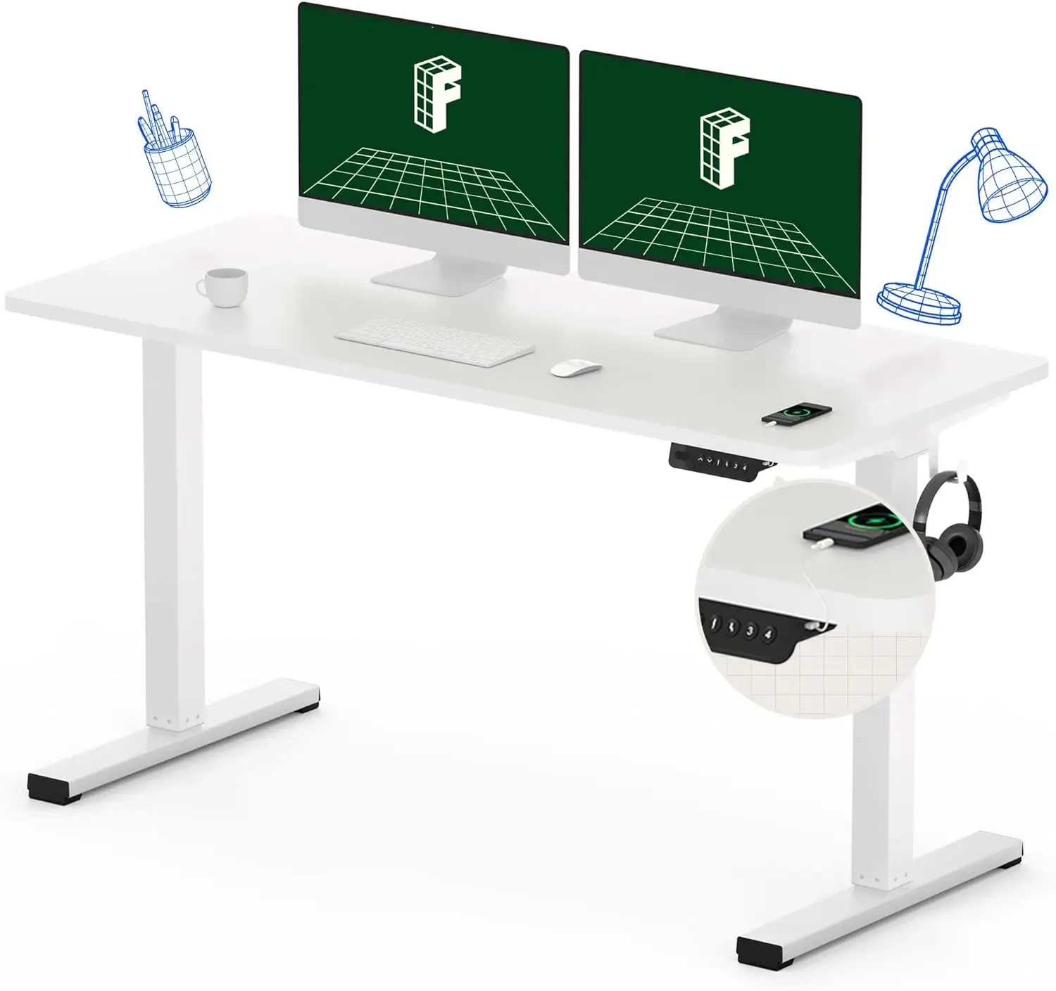 

Electric Stand Up/ Standing Desk with 55 x 24 Splice Ergonomic Memory Controller Height Adjustable E150