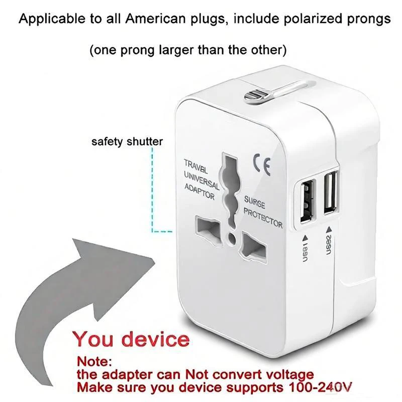 Universal Travel Power Adapter - All-in-One AC Charger & Outlet Converter