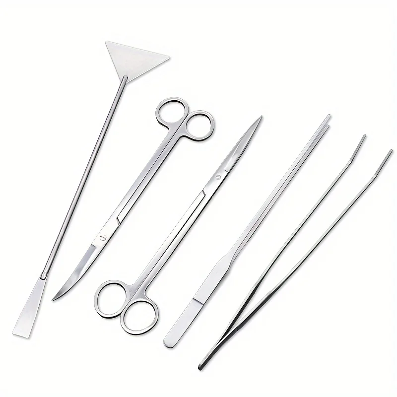 Description Picture 3 of itemNew Aquatic Plant Trimming Tool Set Tweezers Scissors Stainless Steel Clip Scraper Algae Knife Fish Tank Aquascape Cleaning
