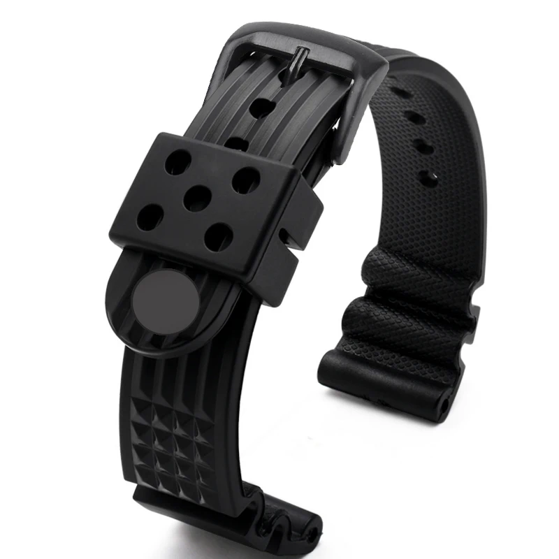 Silicone Waterproof Sport Watch Strap - Black/Blue
