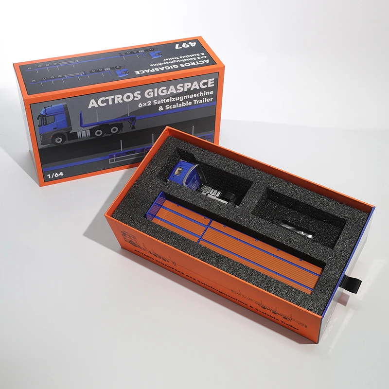 Pre-sale GCD 1:64 ACTROS GIGASPACE 6*2 Sattelzugmaschine & Scalable Trailer Alloy Mode Car 