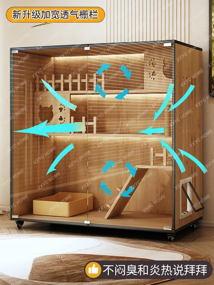 Solid Wood Cat Cage Household Nest Cat House Super Large Free Space House