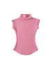 Women Summer Sexy Turtleneck Sleeveless T-Shirts Tops Solid Slim Fit Pullovers Causal Tees Shirts Female Streetwear Basics Tees 5