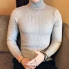 2023 Korean Slim Solid Color Turtleneck Sweater Mens Winter Long Sleeve Warm Knit Sweater Classic Solid Casual Bottoming Shirt 2
