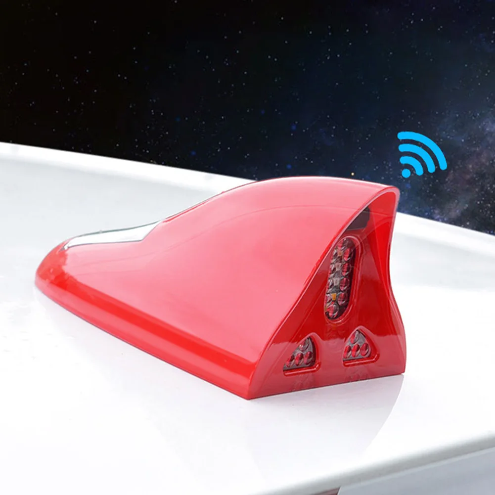 

Car Radio Shark Fin Antenna FM Solar Powered LED Warning Light Waterproof Antenna Anti-collision Light Auto Exterior Styling