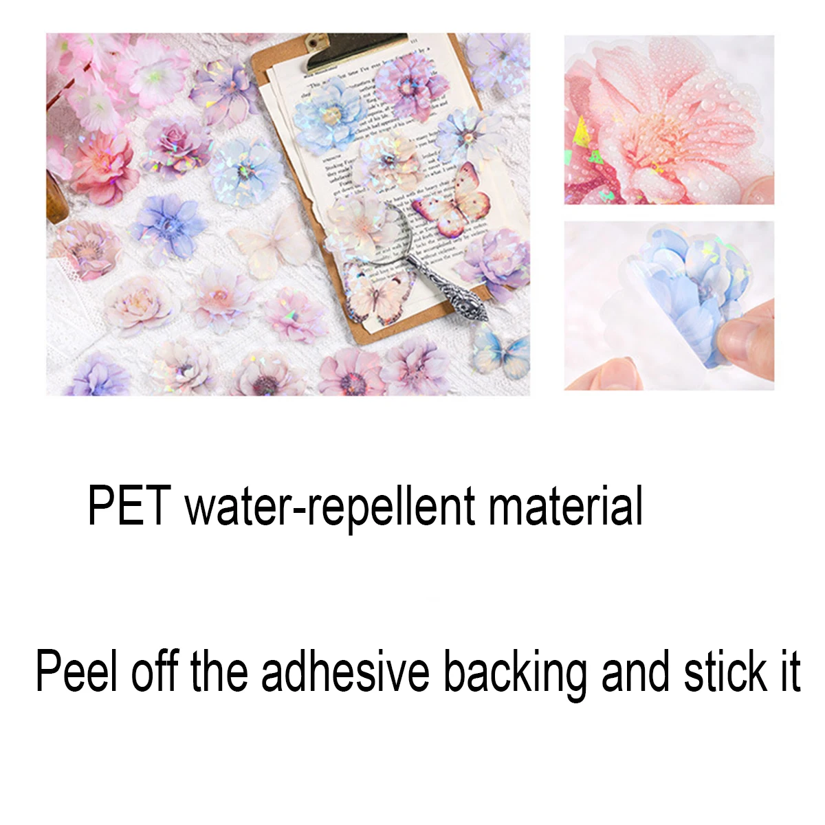 60 조각 식물 꽃 패턴 PET 스티커, 매뉴얼 및 스크랩북 아름답게 장식 된 스티커 패션 학교 용품