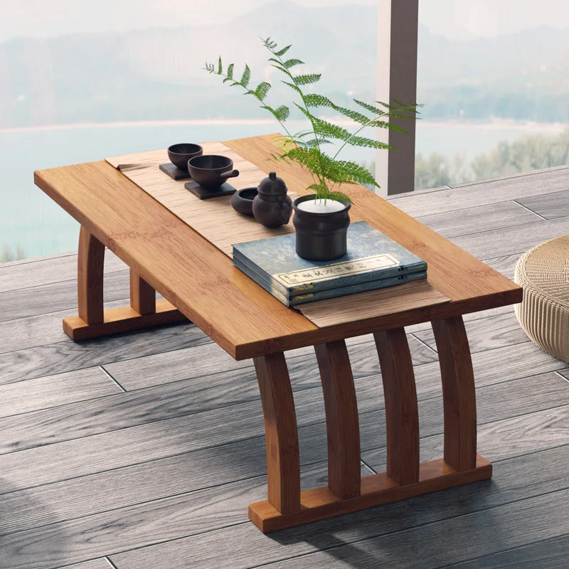 

Simple windowsill balcony bamboo tea table low table carpet small table sitting on the floor