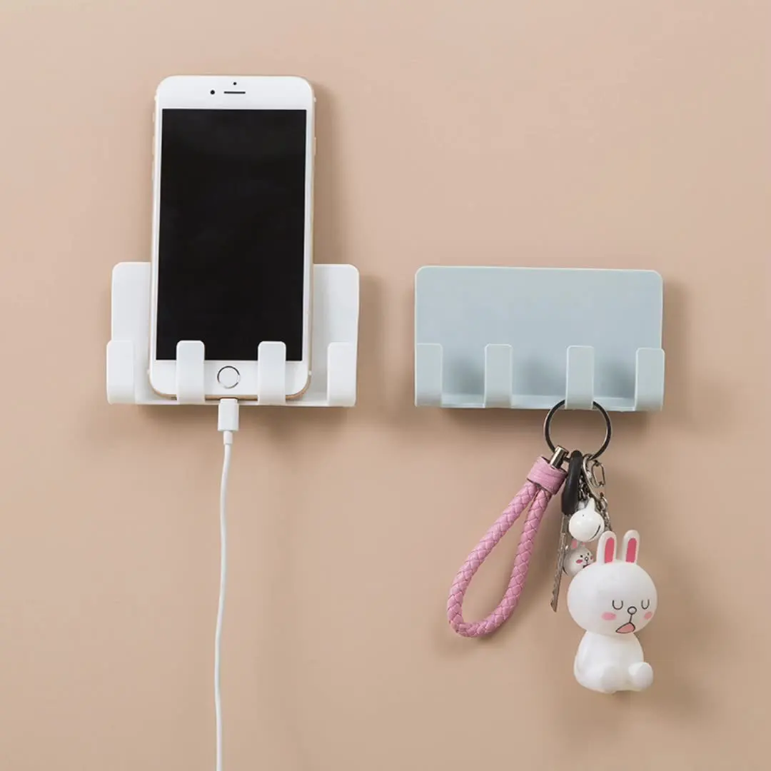 Creative sticky phone charging bracket home wall non-marking storage hangers plug hooks no hole punch