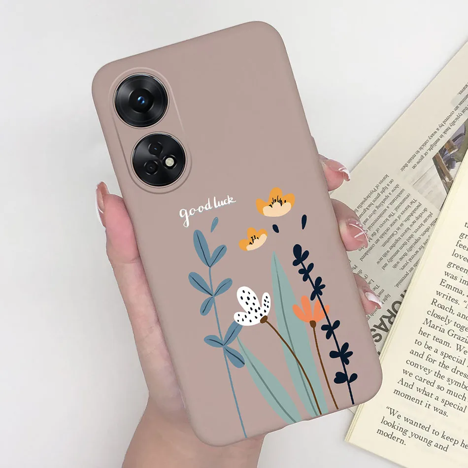 Fashionable Heart & Flower Cat Design Silicone Shockproof Phone Case - Frosted Back Cover
