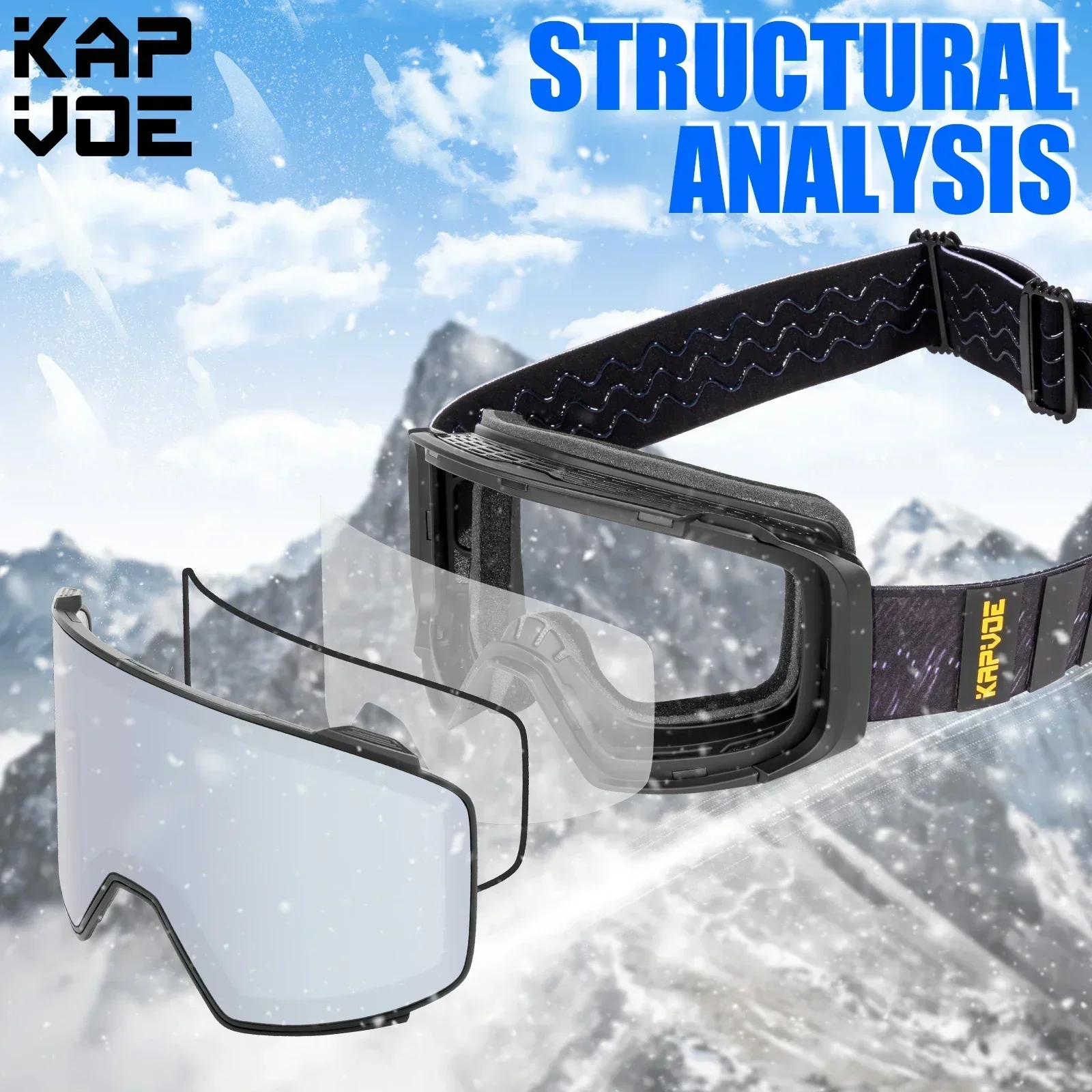 Kapvoe Ski Goggles Photochromic Snow Goggles Professional Winter Men Cycling Sunglasses Anti-Fog Snowboard Ski Equipment UV400