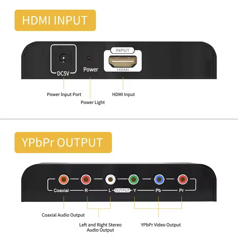 HDMI to YPbPr Component Video Converter 1080P HDMI to Component Video RGB Converter with Digital Coaxial Audio for PS4 Apple TV