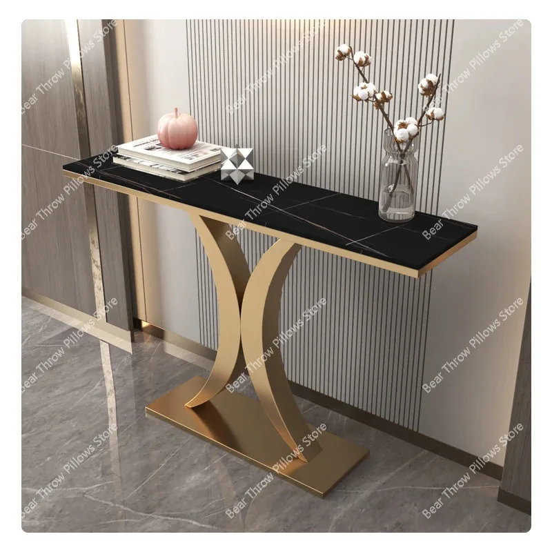 Description Picture 6 of itemModern Light Luxury Slate Console Tables Living Room Furniture Entrance  Home Wrought Iron Against The Wall Hallway Table