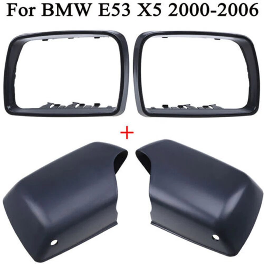 Wing Door Mirror Cover Casing With LED Hole Rear View Mirror Covers 4pcs(set) car roof handle covers For BMW E53 2000-2006