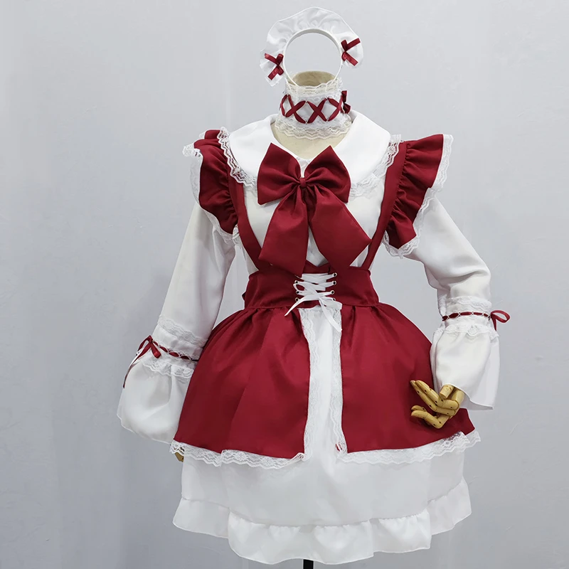 Men Maid Outfits Cosplay Men Maid Dress With Red Apron Bow Lolita ...