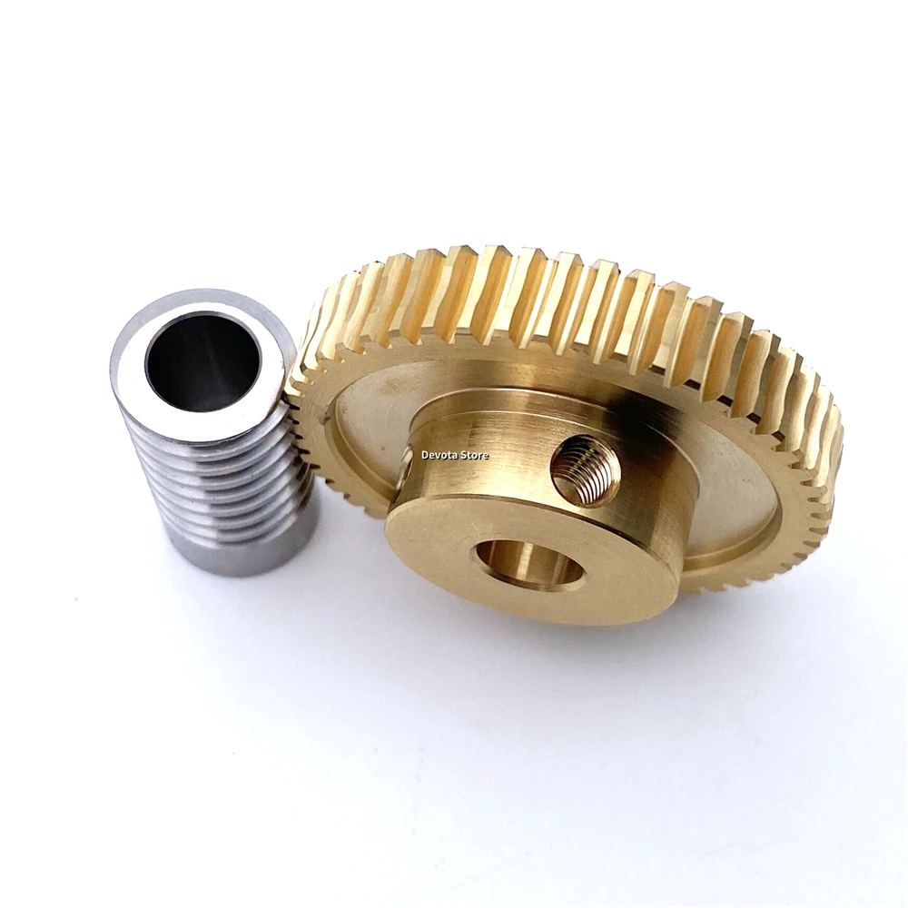 0.8M Precision Turbine Worm Gear Set 1:20/30/40/50/60 Teeth Stainless Steel Worm Copper Gear Accessories transmission gear